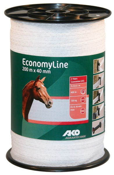 Taśma ogrodzeniowa ECONOMY 200 m x 40 mm biała AKO