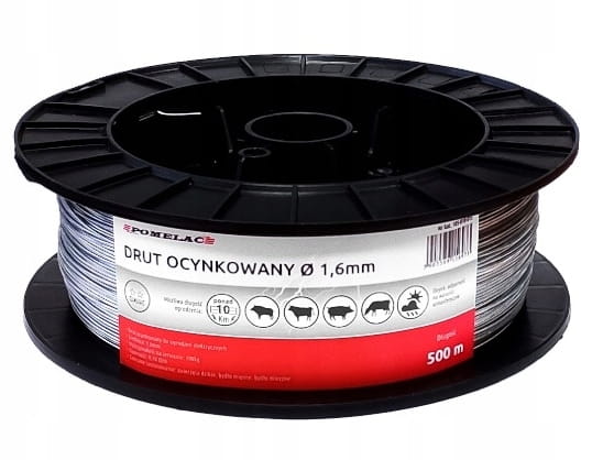 Drut Ogrodzeniowy Ocynk do Ogrodzeń Elektrycznych 500M FI 1.6