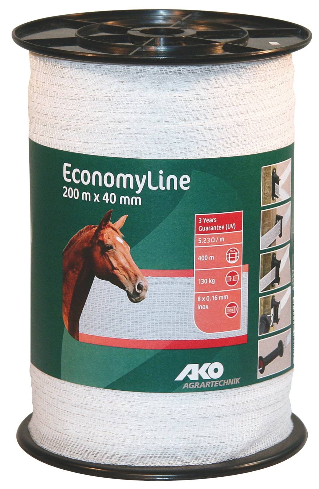 Taśma ogrodzeniowa ECONOMY 200 m x 40 mm biała AKO