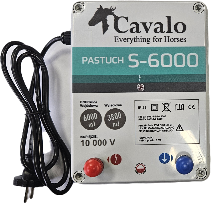 Zestaw pastucha elektrycznego dla koni z elektryzatorem Pomelac Cavalo S-6000 Z-29