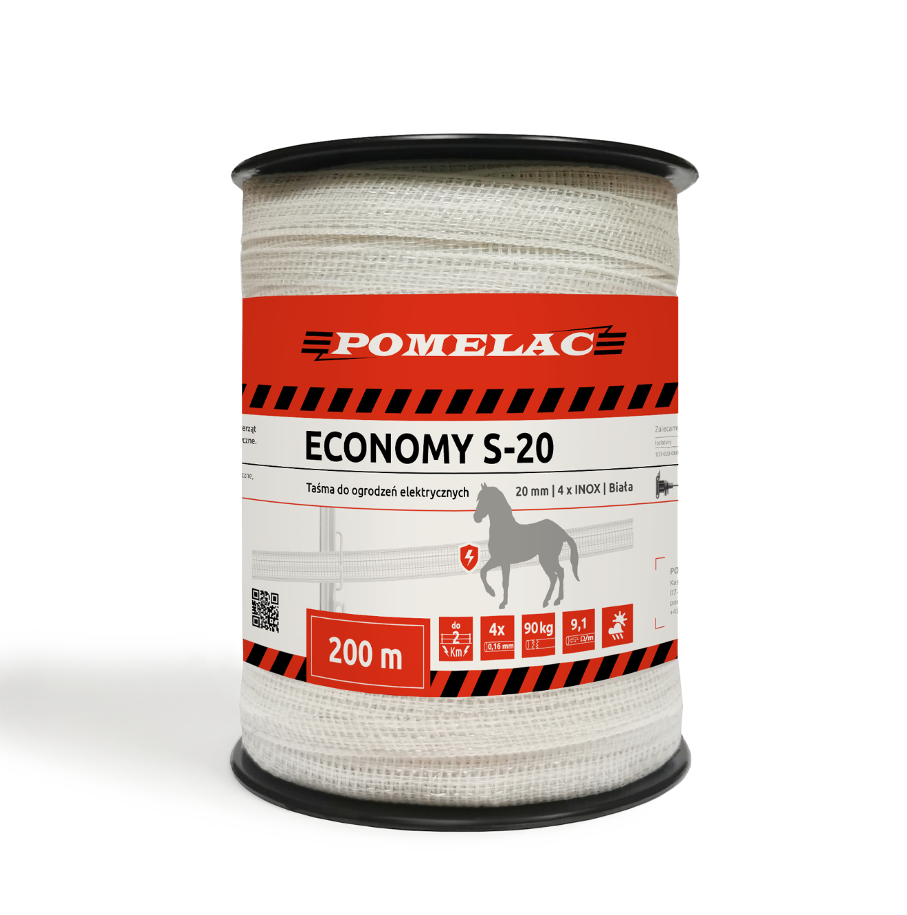 Taśma do pastucha POMELAC Economy S-20 200 m biała