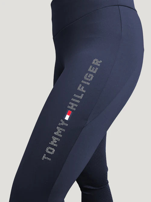 Tommy Hilfiger Equestrian Elmira całoroczne legginsy z kryształkami i pełnym lejem AW25