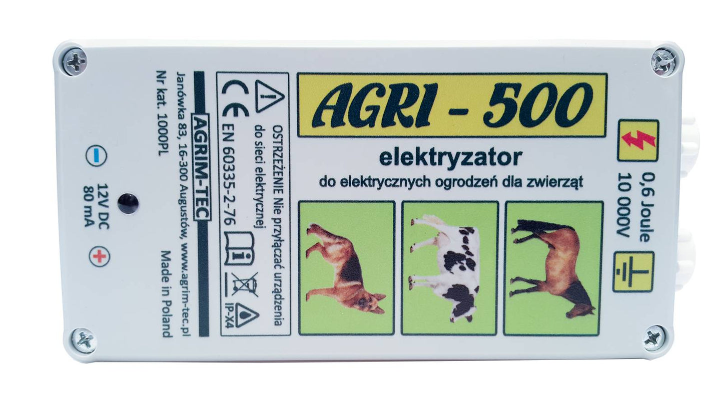 Pastuch elektryczny polski elektryzator uniwersalny Agri-500 12V/230V - Cavalo