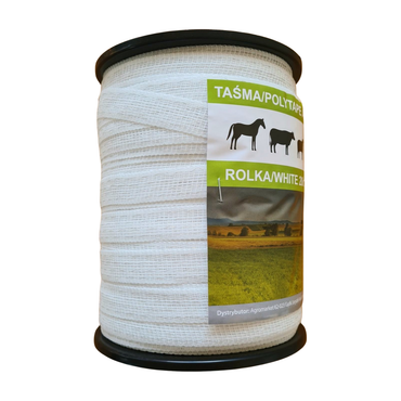 Taśma do ogrodzeń elektrycznych na padok dla koni Animals Biała 200m/12mm - Cavalo