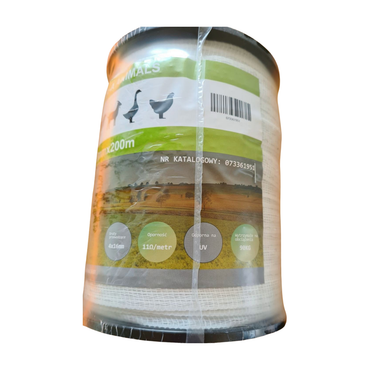 Taśma do ogrodzeń elektrycznych na padok dla koni Animals Biała 200m/20mm - Cavalo