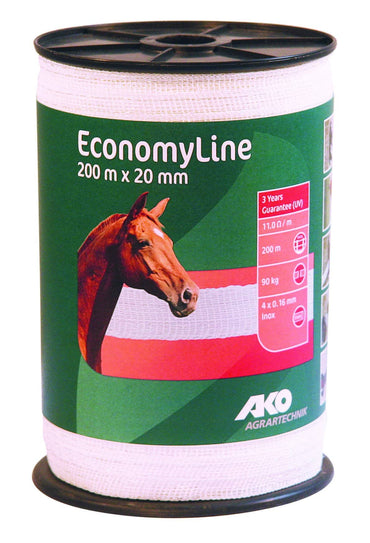 Taśma ogrodzeniowa ECONOMY 200 m x 20 mm biała  AKO - Cavalo