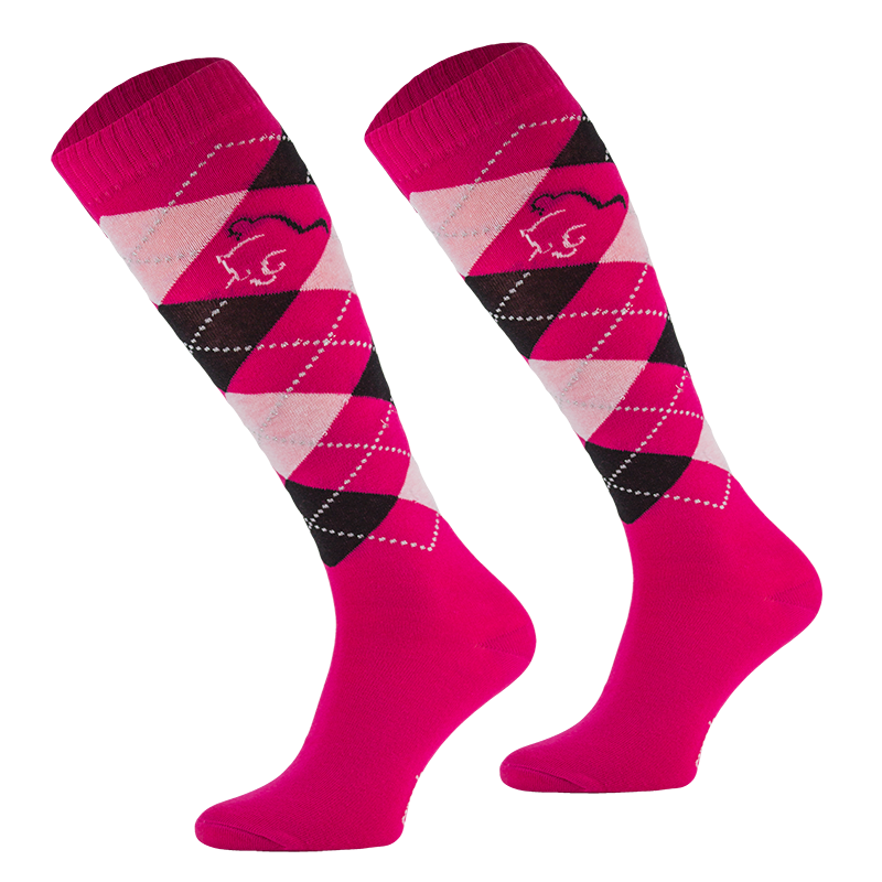 Comodo podkolanówki jeździeckie cienkie Karo Multicolor różowy - Cavalo