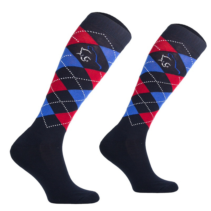 Comodo podkolanówki jeździeckie Karo Multicolor granat-czerwony - Cavalo