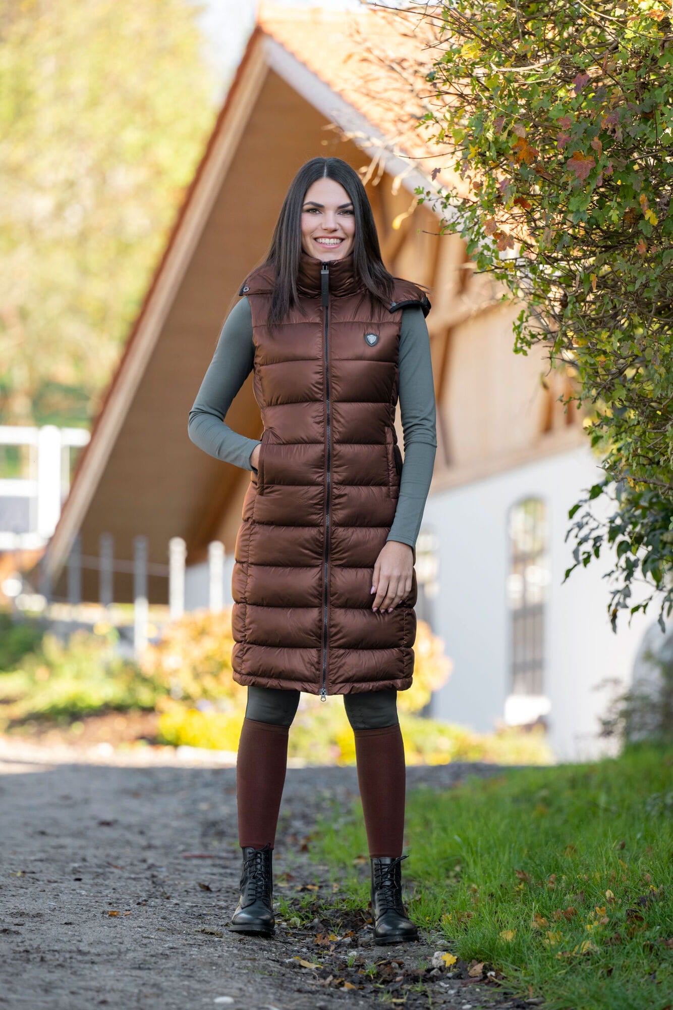 Kamizelka jeździecka długa damska pikowana Covalliero - Cavalo