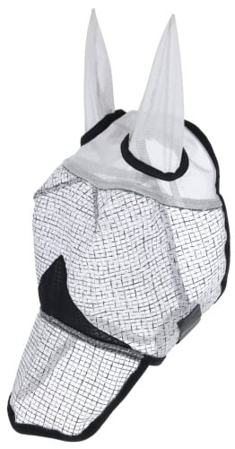 Maska przeciwowadowa dla konia z ochroną UV i osłoną na nozdrza jasnoszary Covalliero - Cavalo