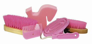 Zestaw akcesoriów do czyszczenia konia w plecaku, różowy, Covalliero - Cavalo