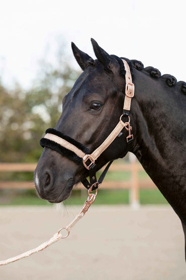 Kantar HKM Rosegold Glitter Style brokatowy kantar z futerkiem - Cavalo