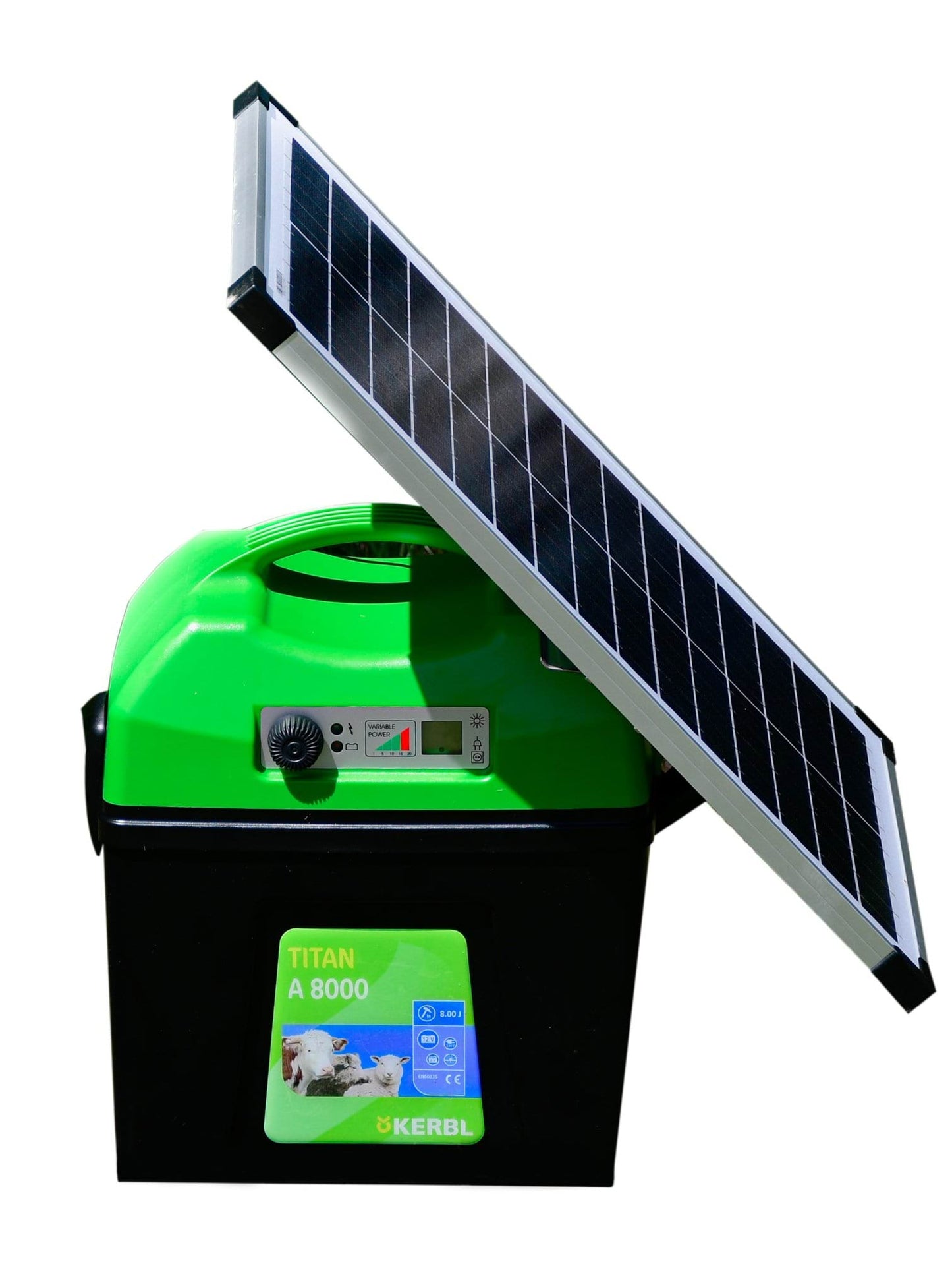 Elektryzator akumulatorowy TITAN A 8000 8,0 J + Panel słoneczny 25W do elektryzatorów, Kerbl - Cavalo