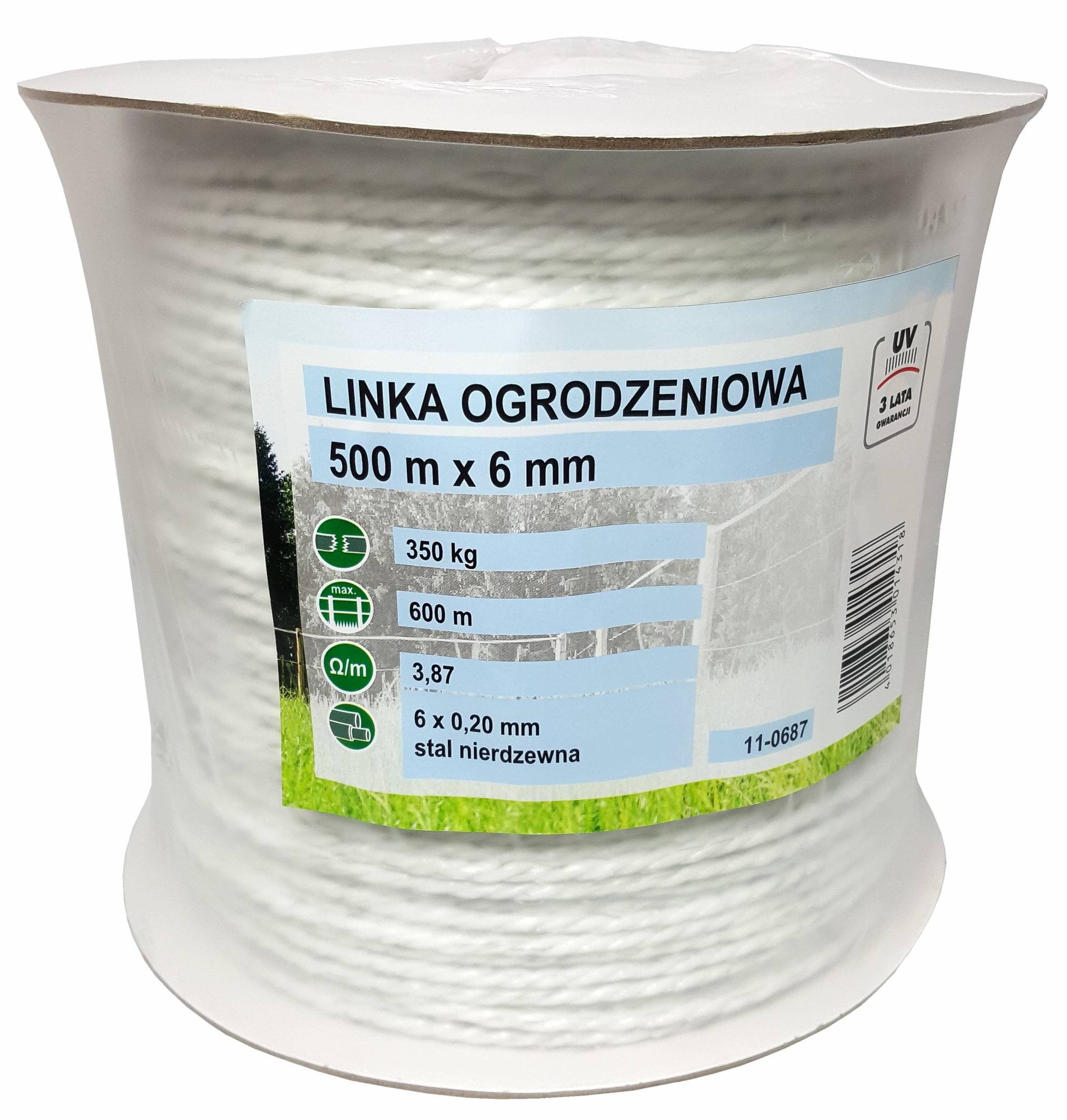 Linka ogrodzeniowa ECONOMY, 500 m x 6 mm, biała, Kerbl - Cavalo