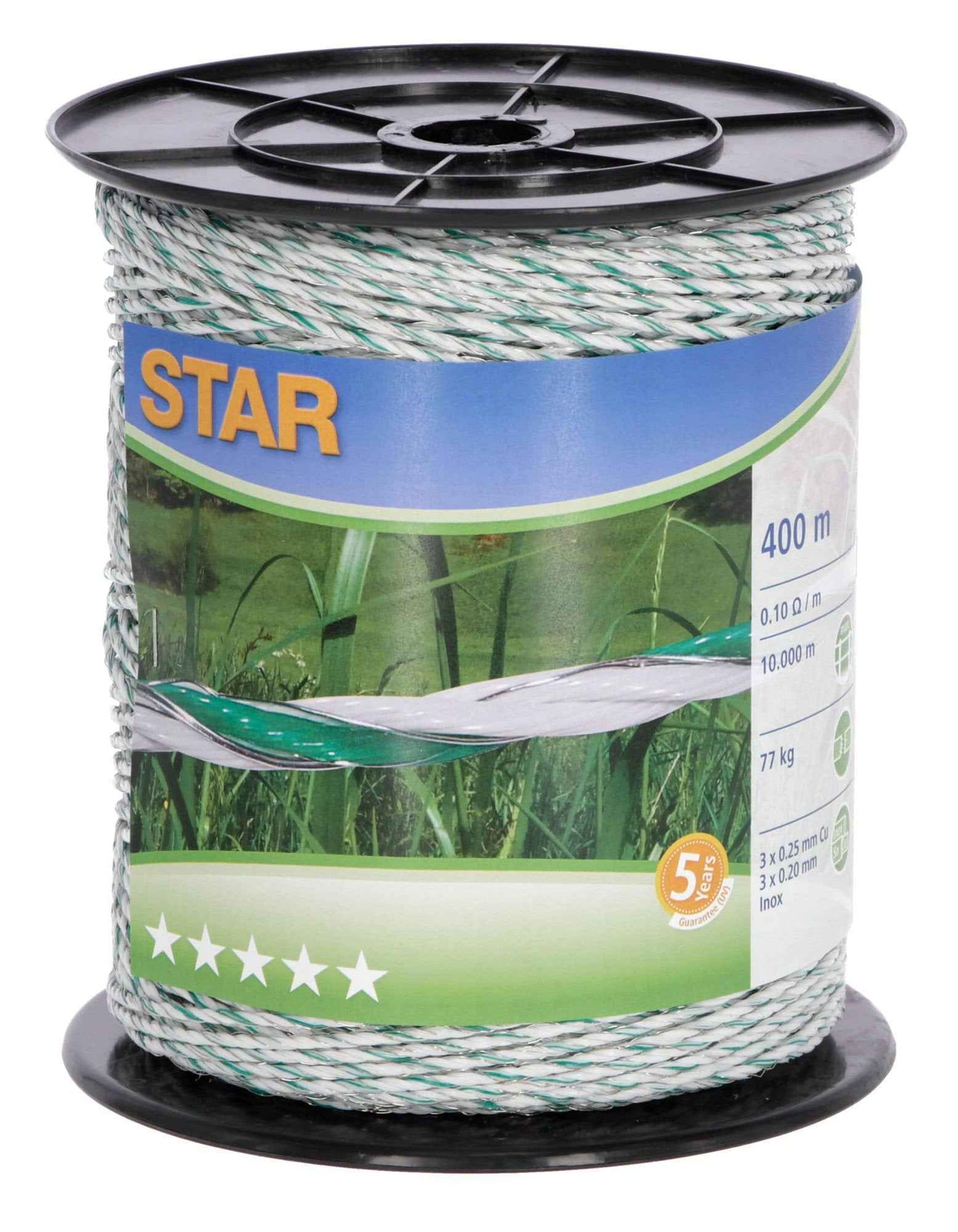 Plecionka ogrodzeniowa STAR 400 m x 2,2 mm biało-zielona Kerbl