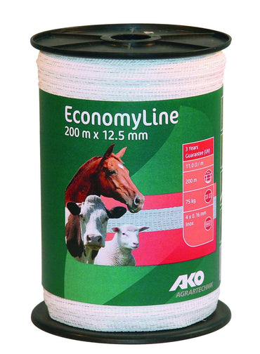 Taśma ogrodzeniowa ECONOMY 200m x 12,5mm biała Kerbl - Cavalo