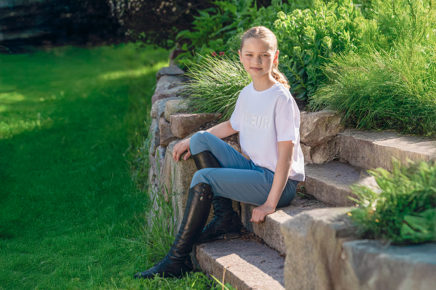 Pikeur Legginsy jeździeckie dziecięce Lilith SD Athleisure Kids Ash Blue