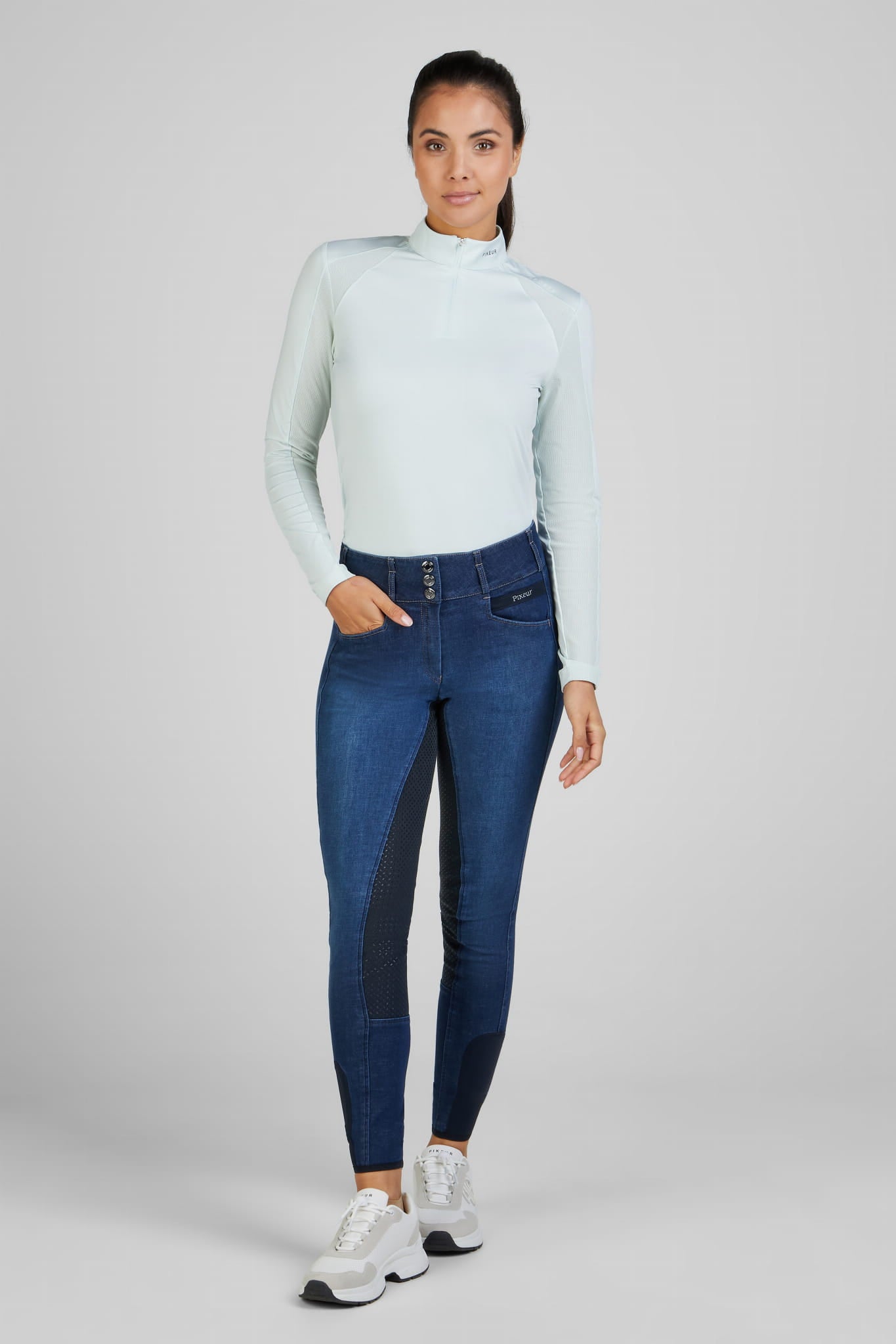 Koszulka funkcyjna damska Pikeur Mesh Longsleeve 7232 Iceblue Sports S/S25 - Cavalo