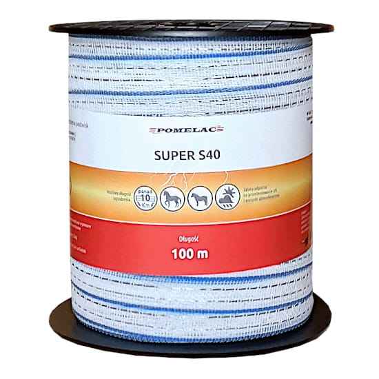 Taśma ogrodzeniowa Pomelac Super S40 / 100 m