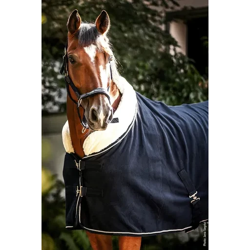 Derka polarowa z kołnierzem Schockemohle Premium Premium Faux Fur Dark Navy - Cavalo