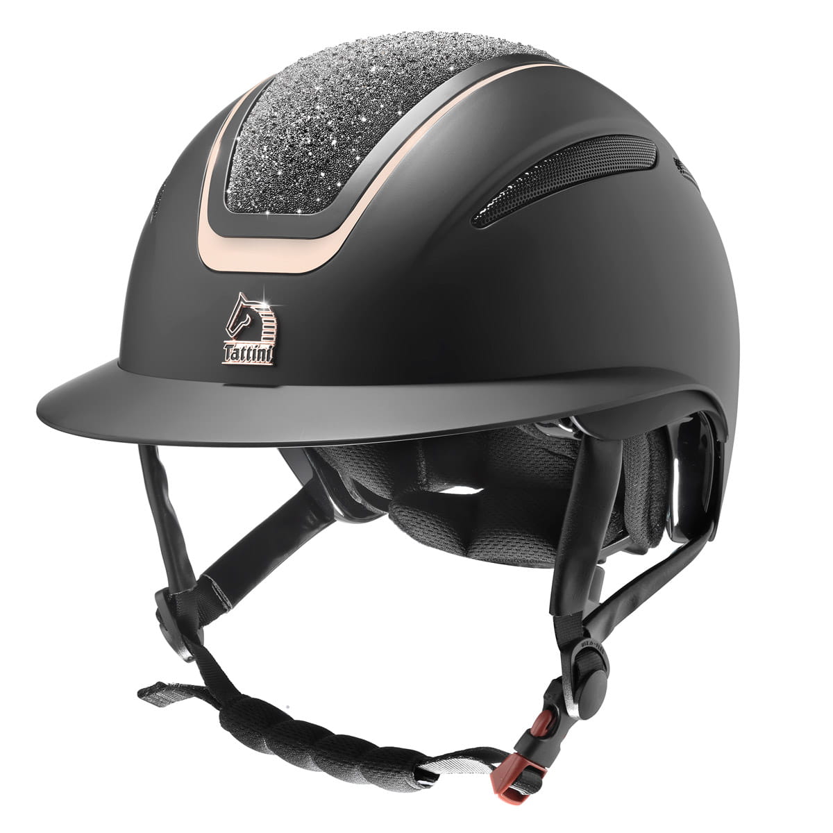 Kask jeździecki Tattini Nettuno Black + Pink Gold - Cavalo