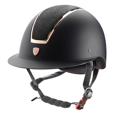 Kask z szerokim daszkiem z elementami w kolorze różowego złota Black Tattini - Cavalo