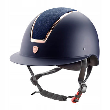 Kask z szerokim daszkiem z elementami w kolorze różowego złota Blue Tattini - Cavalo