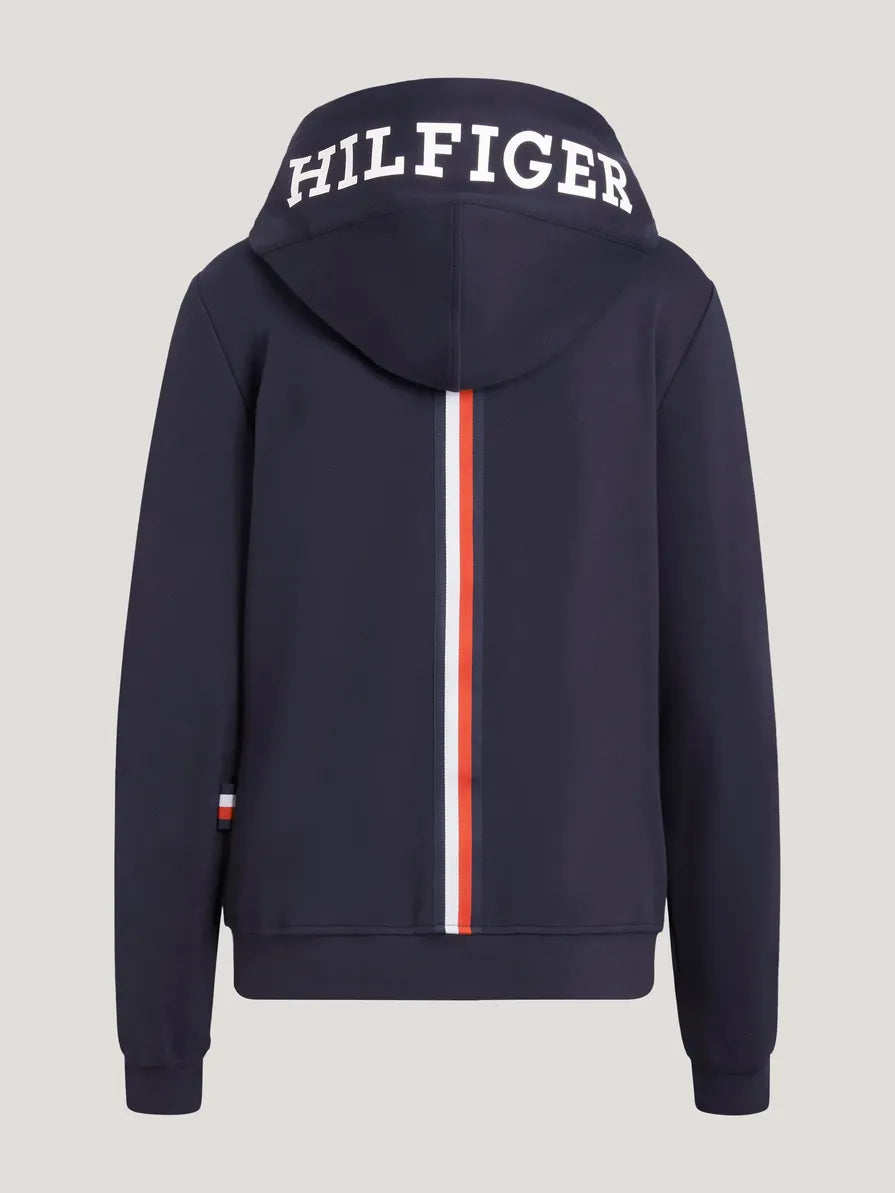 Granatowa Tommy Hilfiger Kingston – bluza z kapturem, zamek błyskawiczny, widok z tyłu
