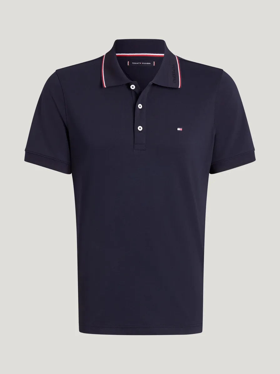 Tommy Hilfiger granatowa koszulka polo tommy hilfiger harrison pique z krotkim rekawem desert sky, zdjęcie z przodu