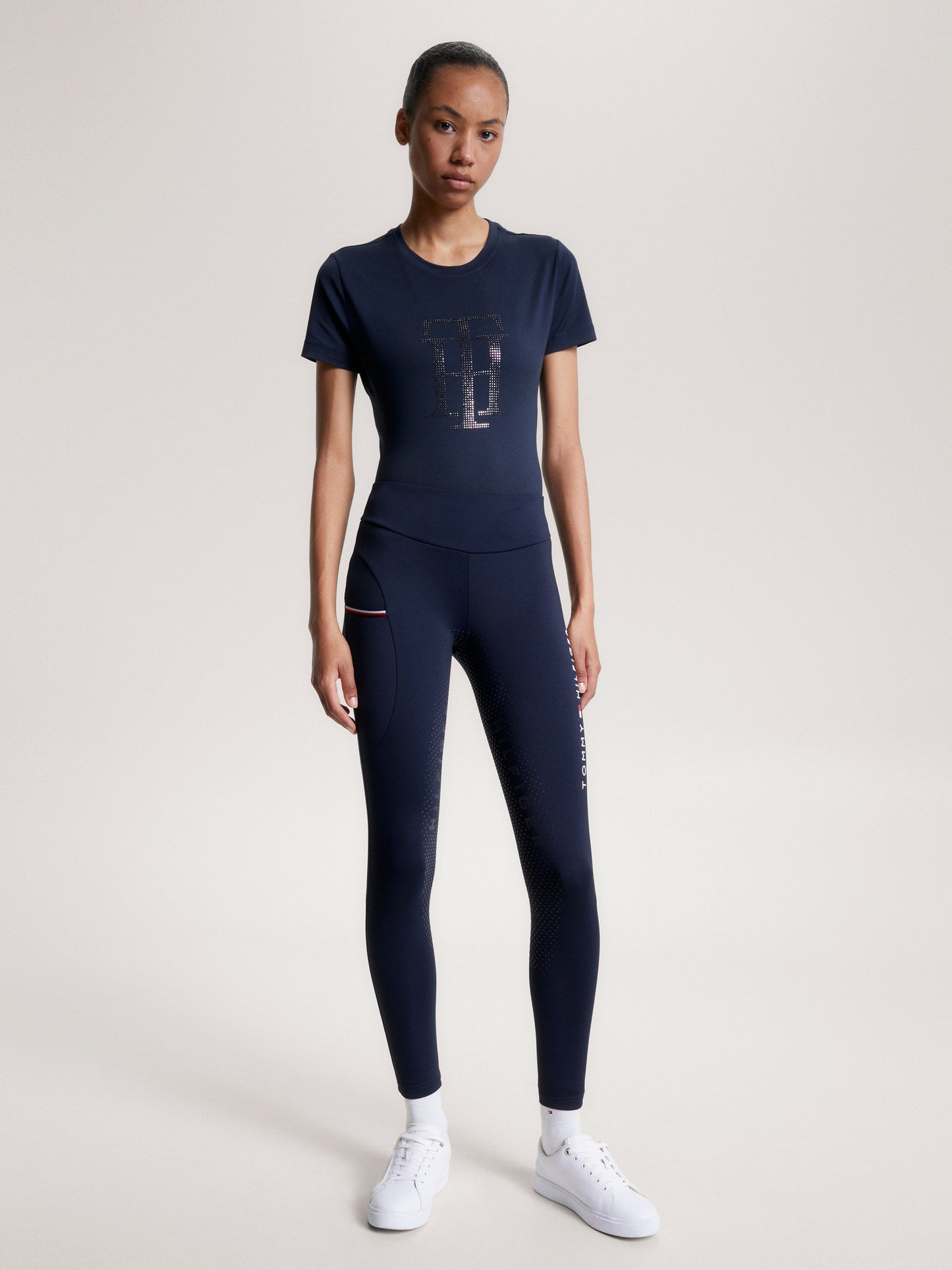 Legginsy Tommy Hilfiger Equestrian Elmira Desert Sky całoroczne pełny lej - Cavalo