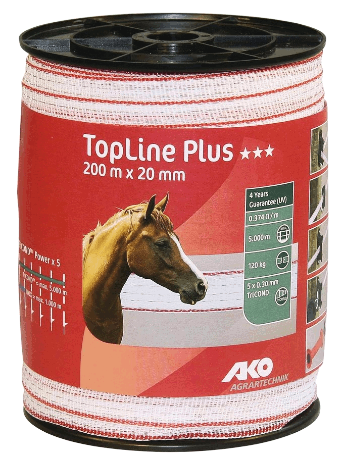 Taśma dla koni Ako TopLine Plus 20mm/200 m