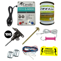 Zestaw pastucha elektrycznego dla koni z elektryzatorem Pomelac Cavalo S-6000 Z-28
