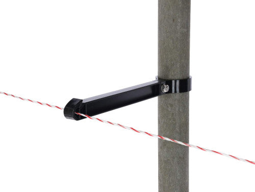 Izolator dystansowy do plecionek linek i taśm do okrągłych słupków Ø60 mm czarny 10 szt AKO