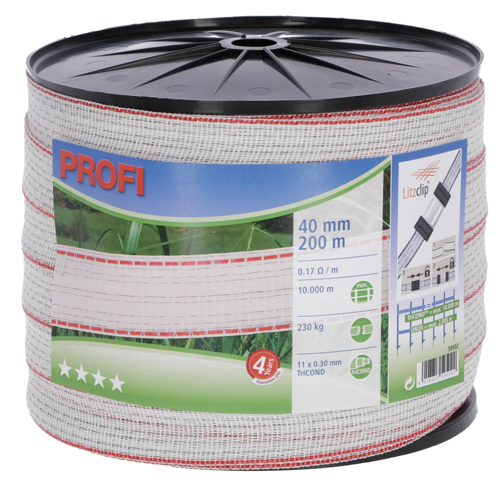 Taśma ogrodzeniowa PROFI 200m x 40mm biało-czerwona Kerbl