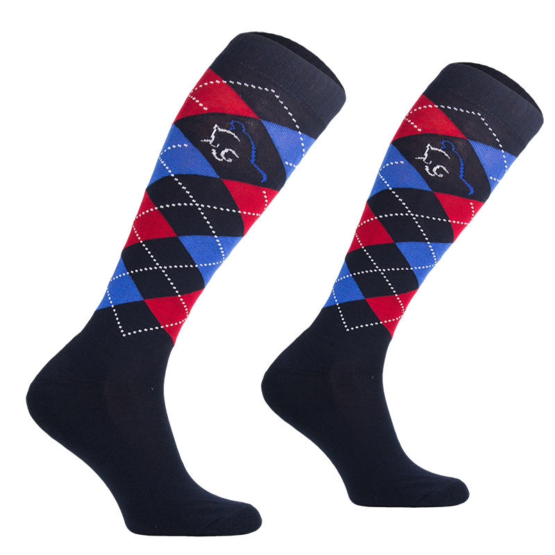 Comodo podkolanówki jeździeckie Karo Multicolor granat-czerwony