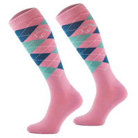 Comodo podkolanówki jeździeckie Karo Multicolor niebieski-różowy