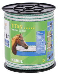 Taśma ogrodzeniowa TITAN, 200m x 20mm, biało-zielona, Kerbl