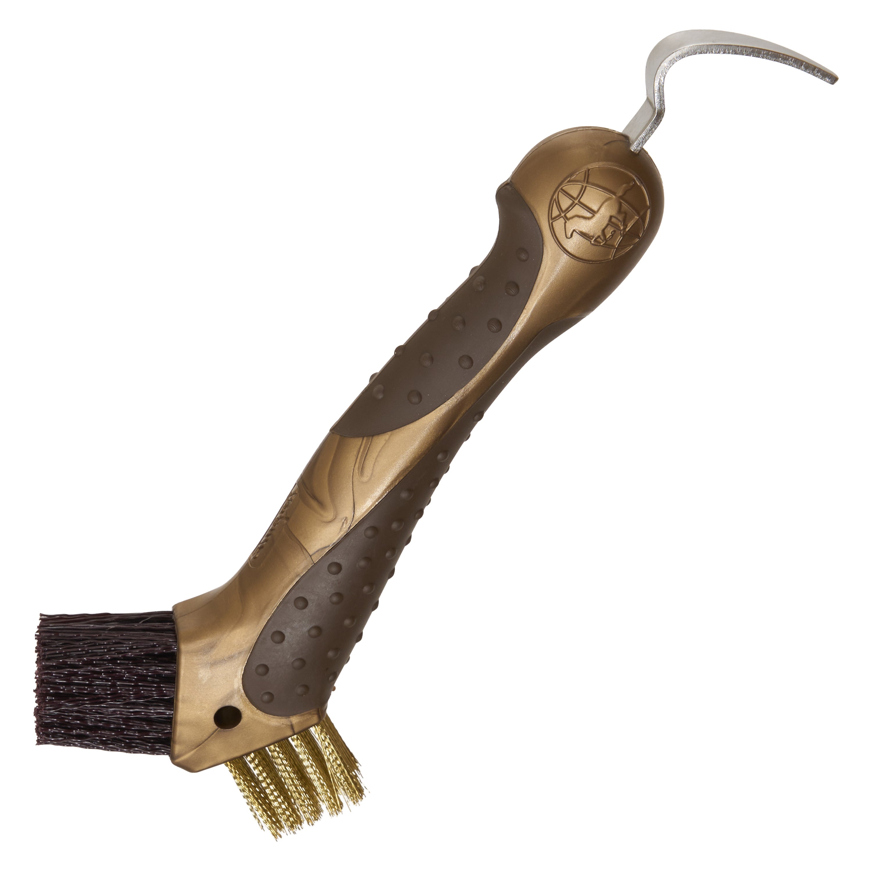 Imperial Riding Kopystka Scraper Dark Brown-Rose Gold z metalowym włosiem do czyszczenia kopyt