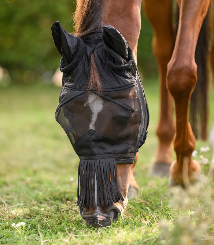 Waldhausen PREMIUM Fly Mask with Ear Protection and Nose Fringe – maska przeciw owadom z ochroną UV