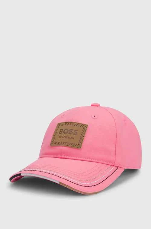 BOSS Equestrian Czapka z daszkiem ze skórzaną naszywką