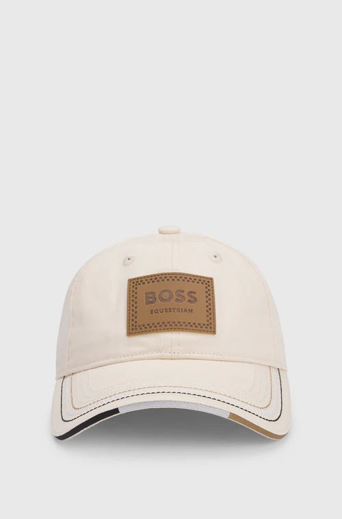 BOSS Equestrian Czapka z daszkiem ze skórzaną naszywką