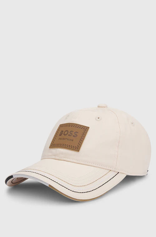 BOSS Equestrian Czapka z daszkiem ze skórzaną naszywką