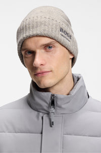 BOSS FW 2026 Czapka zimowa Ron Grey Melange