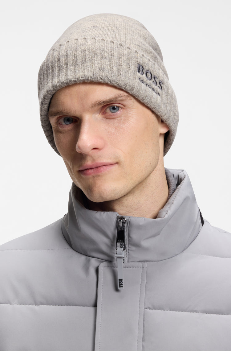 BOSS FW 2026 Czapka zimowa Ron Grey Melange