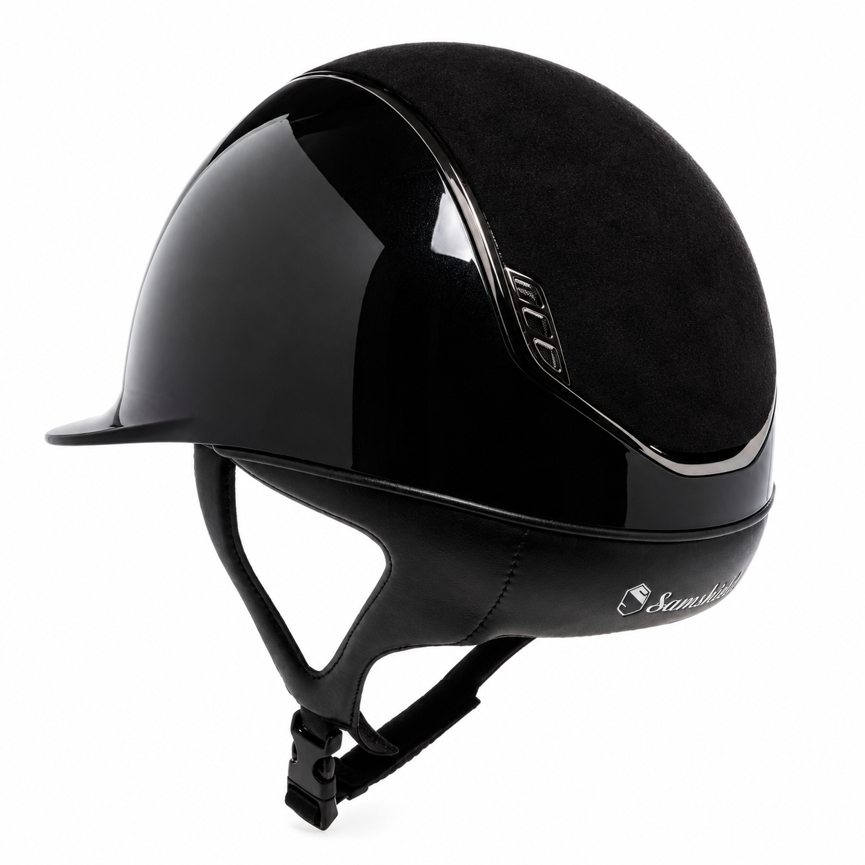 SAMSHIELD Kask jeździecki Shadowglossy 2.0 Alcantara Black Top Crystal Fabric Black Chrome