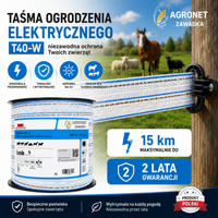Taśma do ogrodzeń elektrycznych dla koni Agronet Super T40-W 200 m