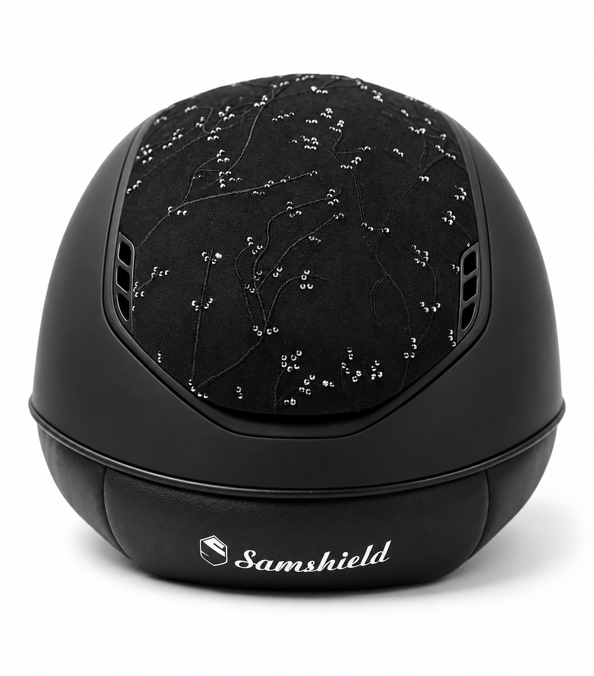 SAMSHIELD Kask jeździecki Miss Shield 2.0 Shadowmatt Leaf Alcantara Black Swarowski Crystal