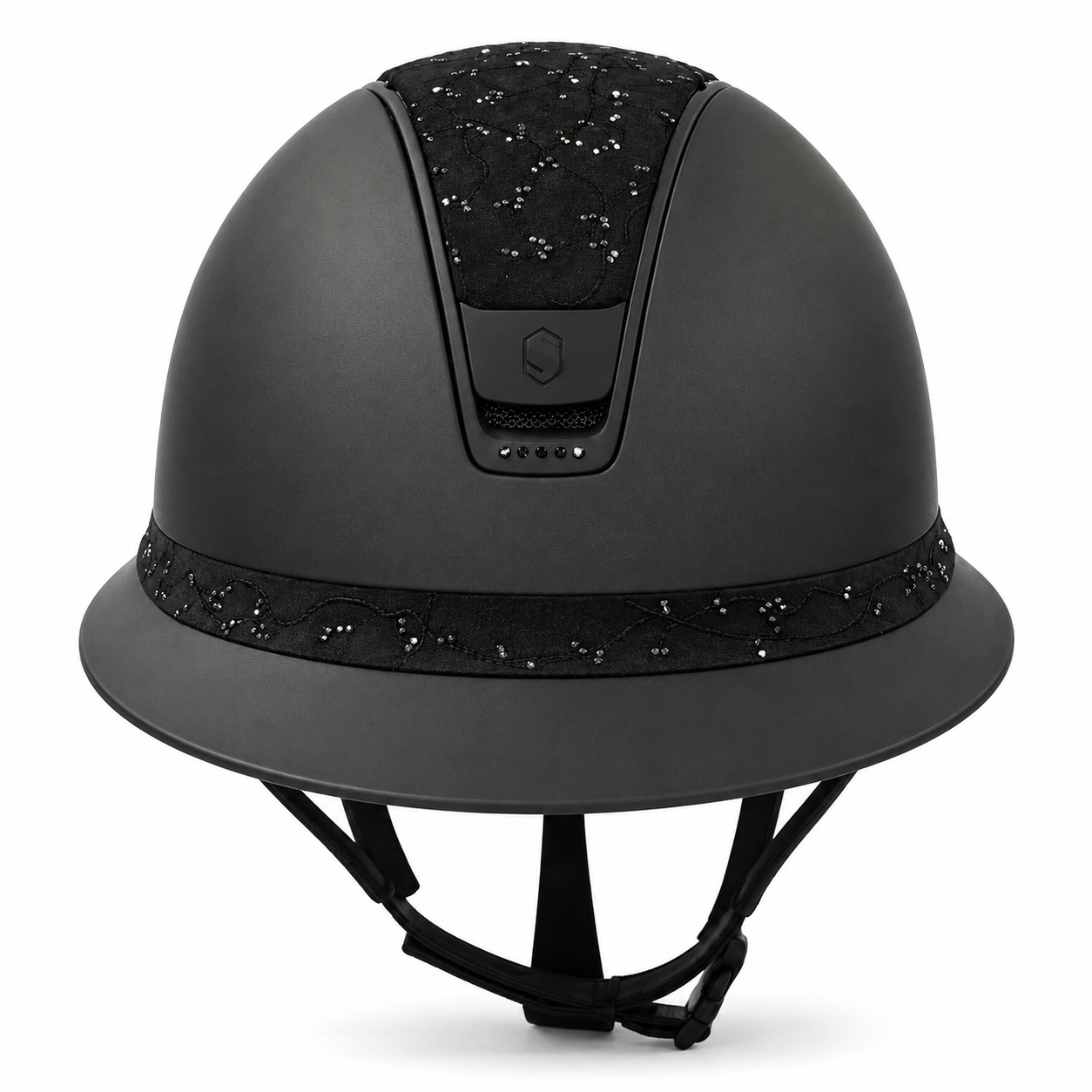 SAMSHIELD Kask jeździecki Miss Shield 2.0 Shadowmatt Leaf Alcantara Black Swarowski Crystal