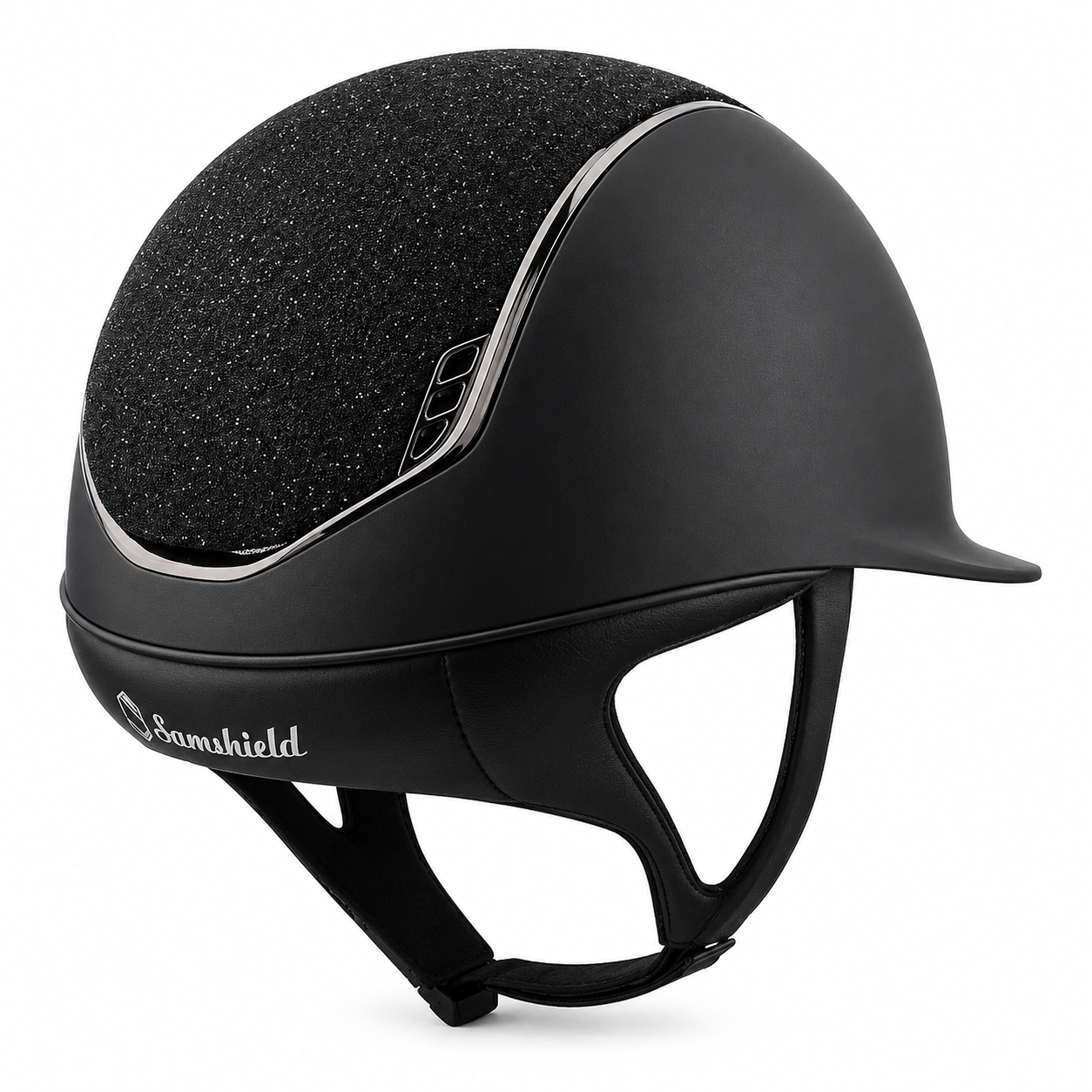 SAMSHIELD Kask jeździecki Shadowmatt 2.0 Crystal Fabric Swarovski Chrome Black