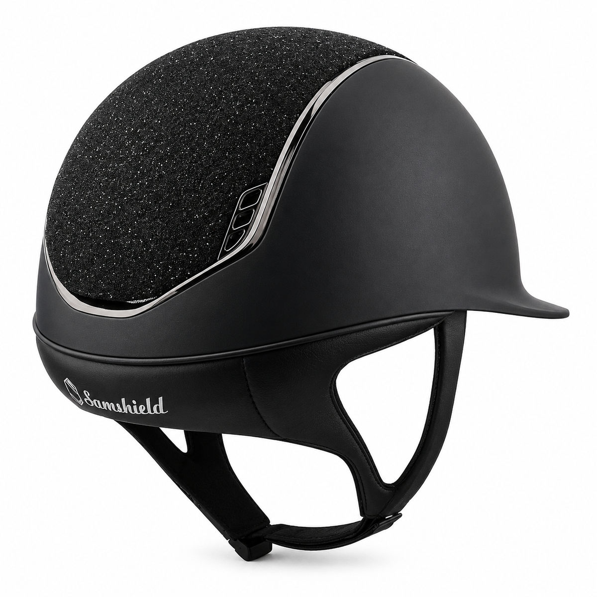 SAMSHIELD Kask jeździecki Shadowmatt 2.0 Crystal Fabric Swarovski Chrome Black